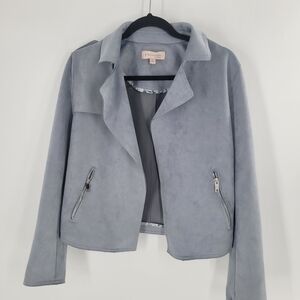Philosophy‎ Blue Faux Suede Moto Jacket Size S